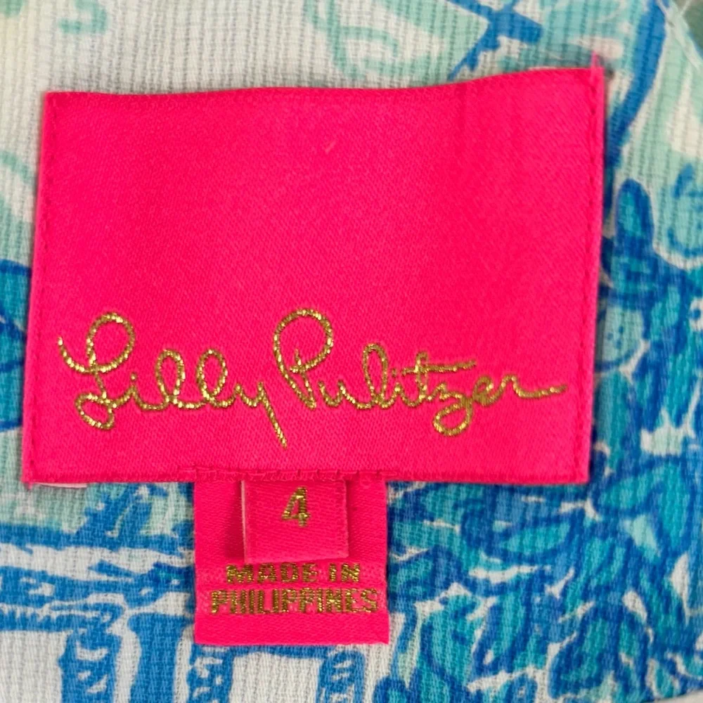 Lilly Pulitzer Pearl “It’s Toile About Me” Blue White Dress Size 4 - Picture 3 of 3